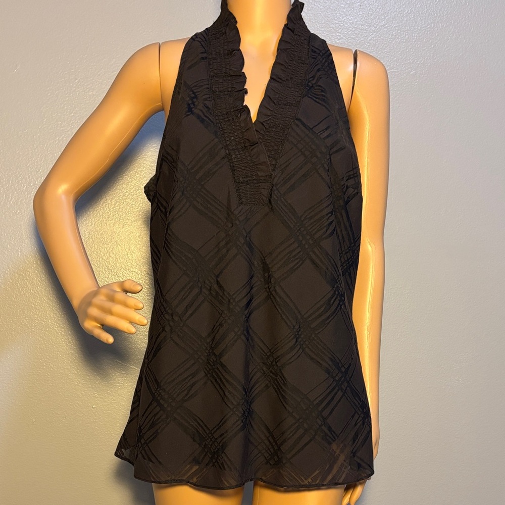 Express Elegant Black High Neck Shawl Collar Halter Top